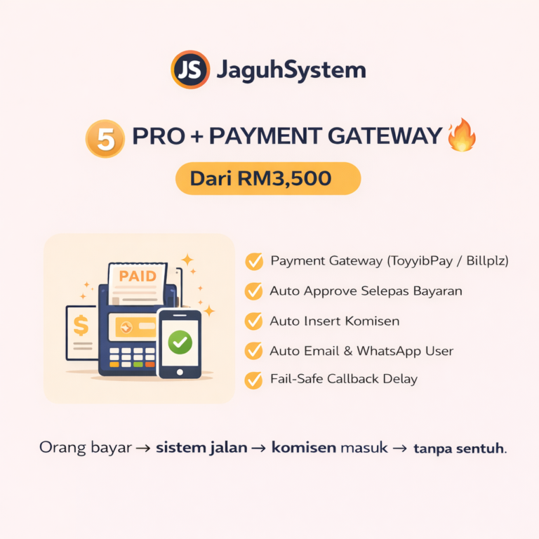 5️⃣ PRO + PAYMENT GATEWAY – Dari RM3,500 🔥