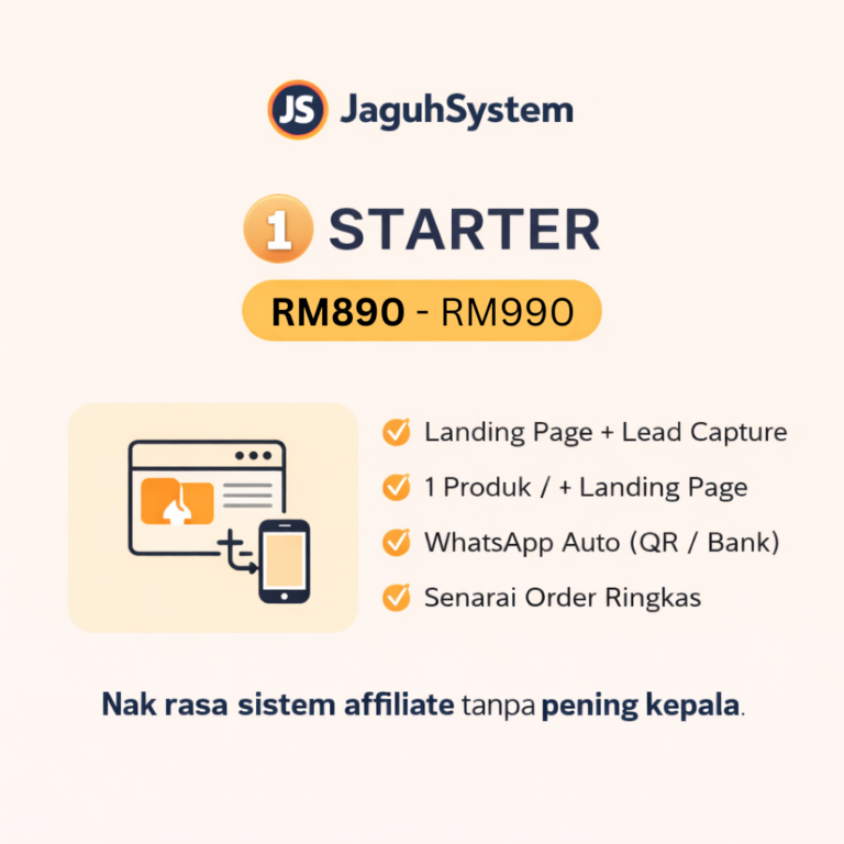 1️⃣ AFFILIATE STARTER – RM890 – RM990